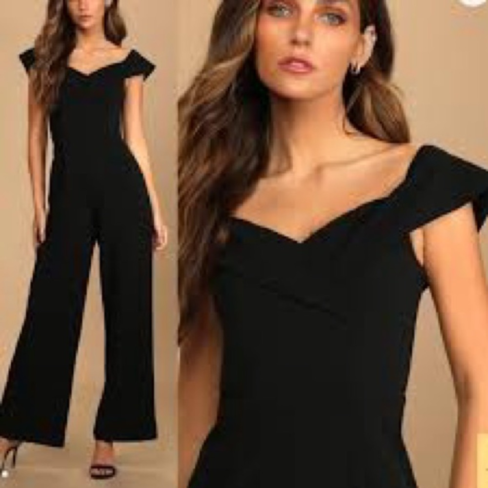 le chateau Black Off-Shoulder Wide-Leg Jumpsuit